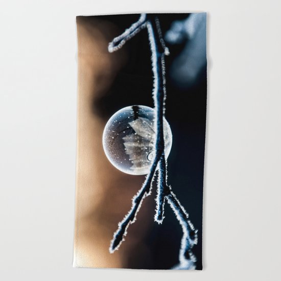 Wintry World in Frozen Bubble Beach Towel