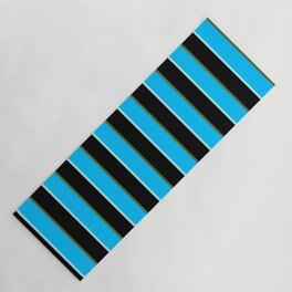 [ Thumbnail: Turquoise, Deep Sky Blue, Dark Olive Green, and Black Colored Stripes/Lines Pattern Yoga Mat ]