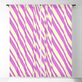 [ Thumbnail: Orchid and Light Yellow Colored Lines/Stripes Pattern Blackout Curtain ]