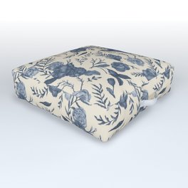 Blue Floral Pattern Outdoor Floor Cushion