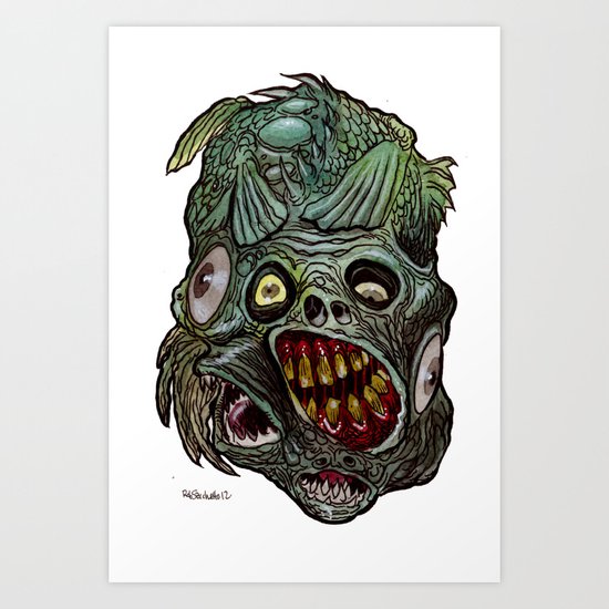 Heads of the Living Dead Zombies: Fish Fusion Zombie Art Print