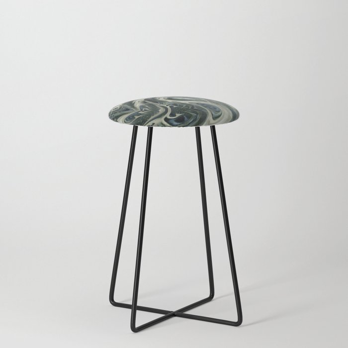 Great Sea Monster - blue green turquoise beige silver black spiral Counter Stool