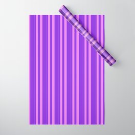 [ Thumbnail: Violet and Purple Colored Stripes/Lines Pattern Wrapping Paper ]