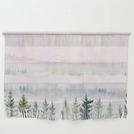 Misty Pine Landscape Wall Hanging