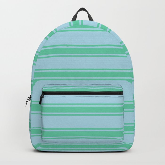 Light Blue & Aquamarine Colored Lines/Stripes Pattern Backpack