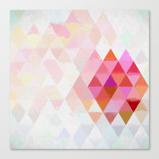 Abstract pink pastell triangle pattern- Watercolor illustration Canvas Print