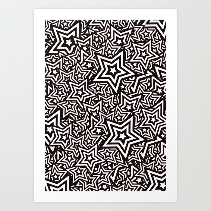 WHITE STAR PATTERN Art Print