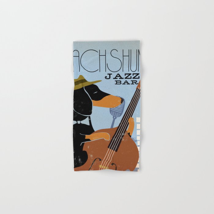 Dachshund Doxie Jazz Music Dog Art Poster Hand & Bath Towel
