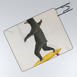 Black Bear Skateboard Picnic Blanket