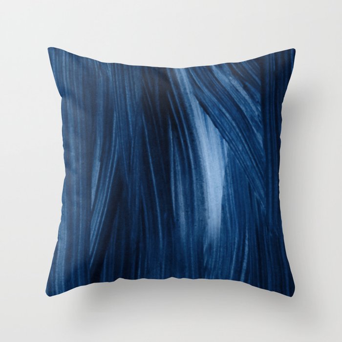 Just Indigo 7 | Watercolor Brush Stroke Abstract Throw Pillow