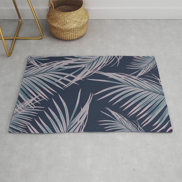 Blush Blue Palm Leaves Dream #1 #tropical #decor #art #society6 Rug