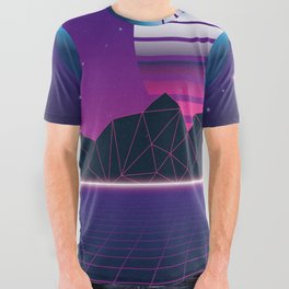 80s vaporwave sunset All Over Graphic Tee