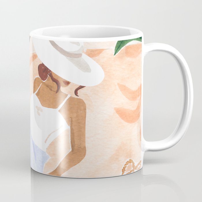 Woman Sitting by the Window Art Print - Sabina Fenn Illustration - Feminine Gouache Tropical Portrai Coffee Mug