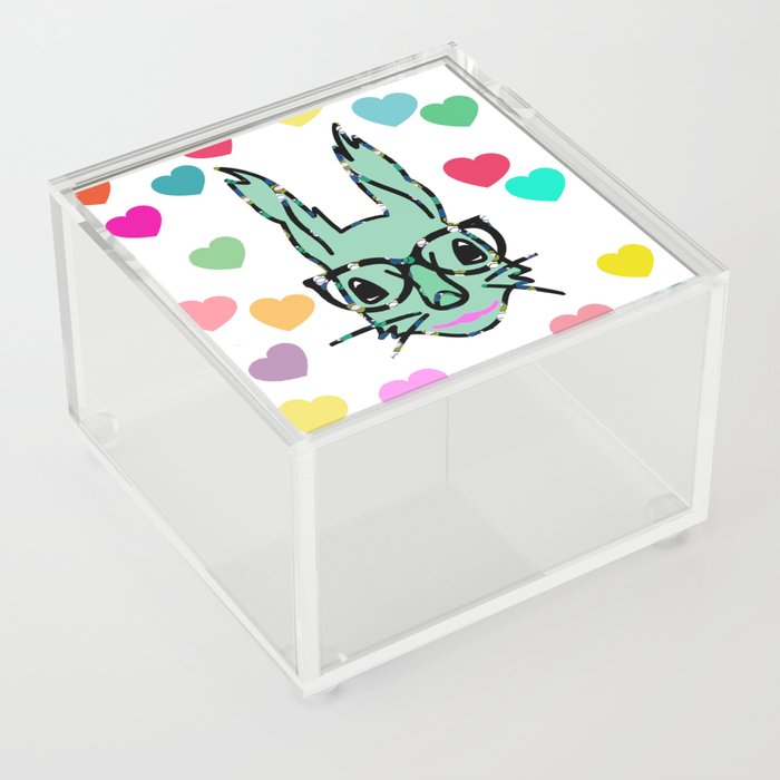 Bunny Wabbit Hearts Acrylic Box