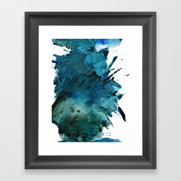 Scenic Route [2]: a pretty, minimal abstract piece in blue and green by Alyssa Hamilton Art Framed Art Print