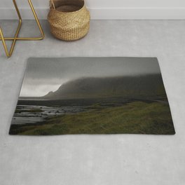 Cloudy Dark Mountains | Iceland Ringroad Route 1 | Landscape Photography Rug