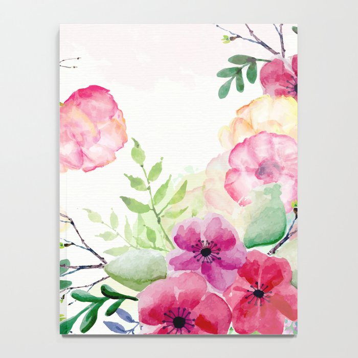 Vintage Flowers Watercolor Floral Painting Notebook By Cadinera