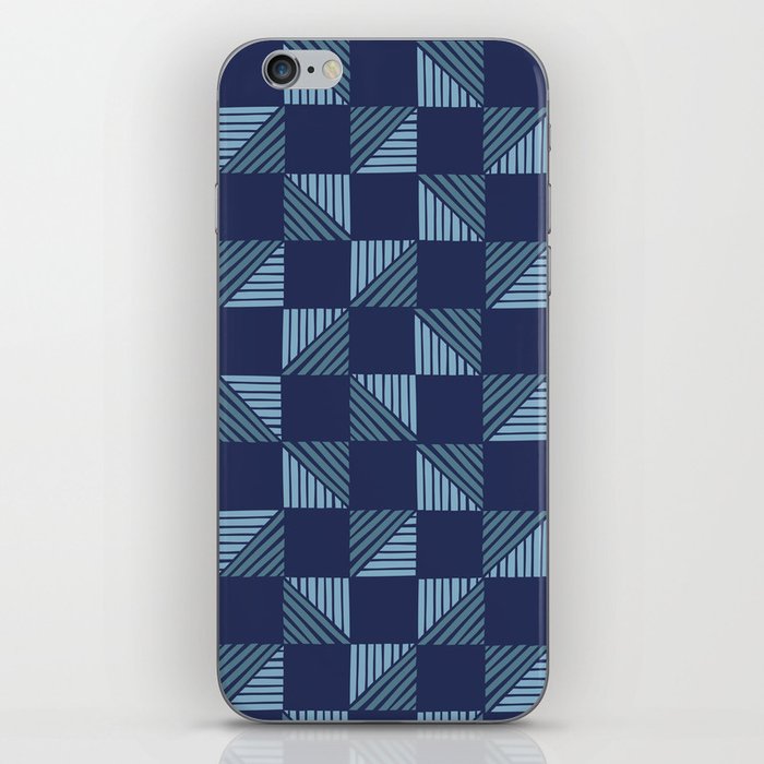 Abstract Shape Pattern 13 in Navy Blue Shades iPhone Skin