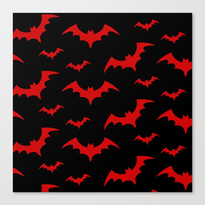 Halloween Bats Black & Red Canvas Print