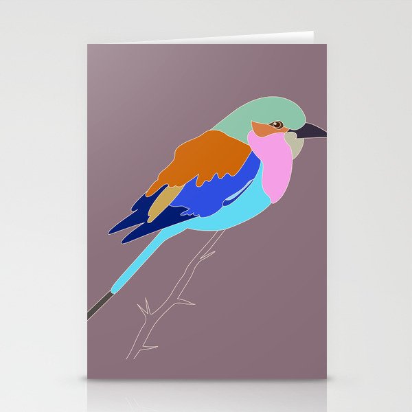 Modern digital art design of a bird with different colors of the rainbow Stationery Cards