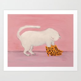 Cat in Cheetah Boots  Art Print
