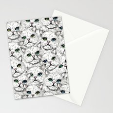 White Kitty Faces Stationery Cards