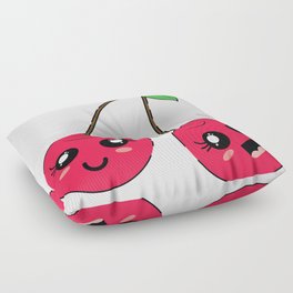 Cute Cherry Fruit Illustration Floor Pillow