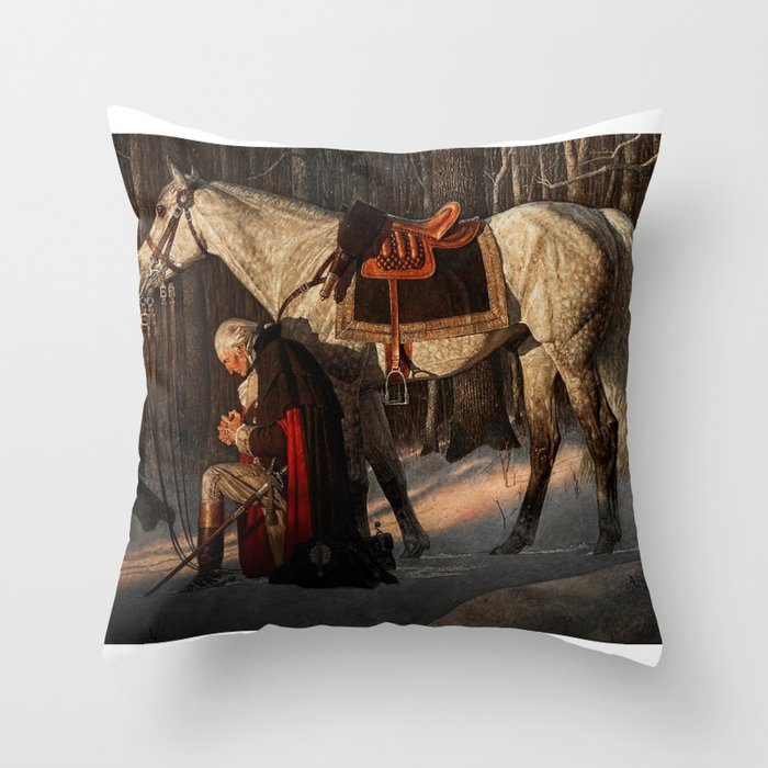 George Washington A Prayer at Valley Forge Throw Pillow