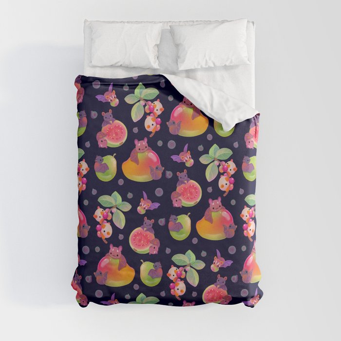 Fruit and bat - dark Duvet Cover