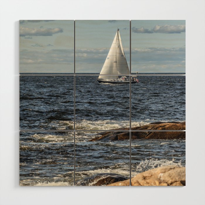 Sailboat at flatrocks Wood Wall Art