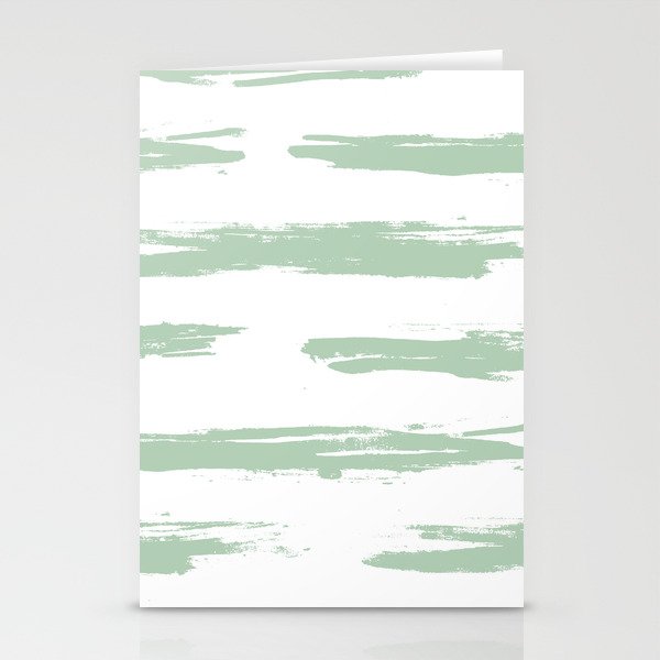 Swipe Stripe Pastel Cactus Green and White Stationery Cards