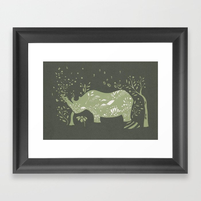 Black Rhino Framed Art Print