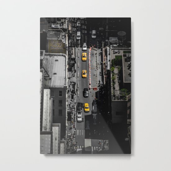 Yellow Cab from Above - Original #society6 exclusive Metal Print