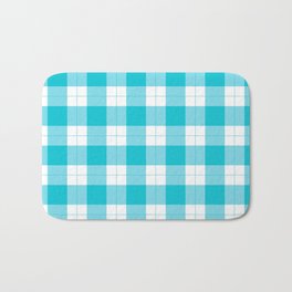 Winter Soft Blue and White Buffalo Plaid Check Pattern Bath Mat