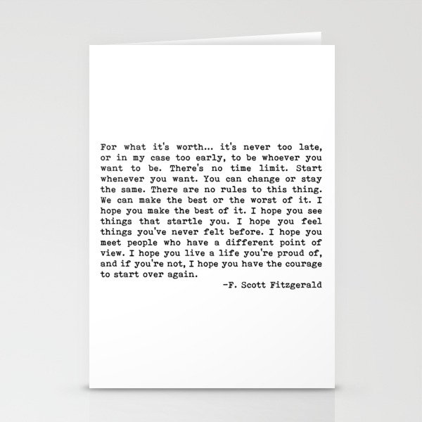 For what it's worth... F. Scott Fitzgerald Stationery Cards