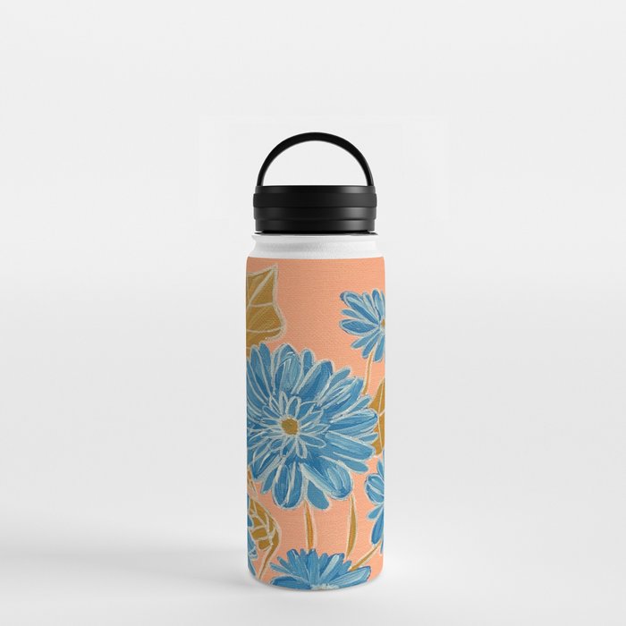 Orange and Blue Daisies Water Bottle