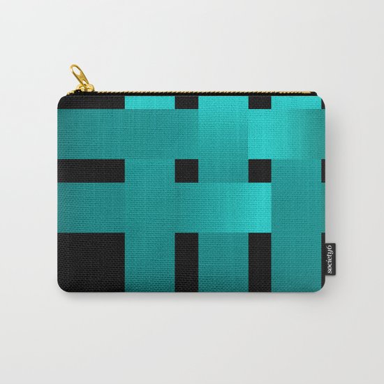 Abstraction .Weave turquoise satin ribbons . Patchwork . Carry-All Pouch