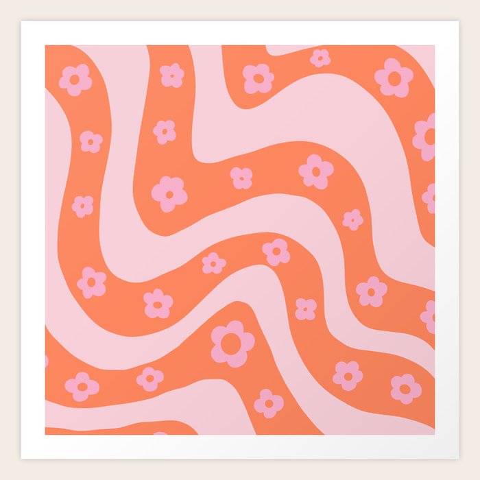 Retro Orange Pink Swirl 70s 60s Art Print by Courtney Woolford Society6