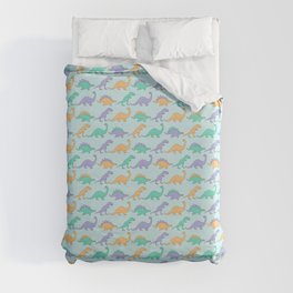 Cute Dinosaurs, Blue, Purple, Green Duvet Cover