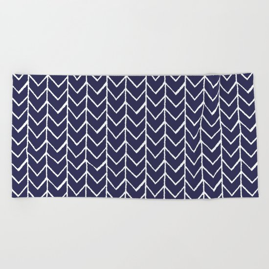 Herringbone Blue And White Beach Towel