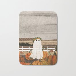There's a Ghost in the Pumpkins Patch Again... Bath Mat | Fall, Ghost, Halloween, Painting, Landscape, Haunt, Digital, Harvest, Haunted, Curated 