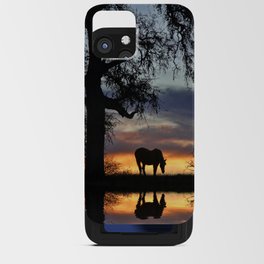 Beautiful Horse and Oak Tree Sunrise with Water iPhone Card Case