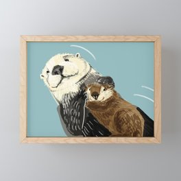 Otters of the World pattern in grey Framed Mini Art Print