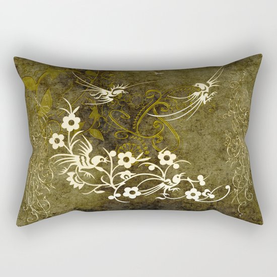 Fantasy birds with flowers Rectangular Pillow