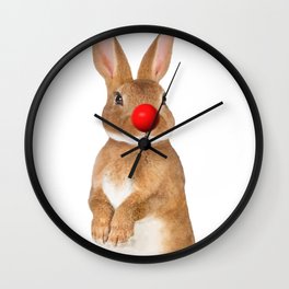 Bunny with red Clown Nose Wall Clock