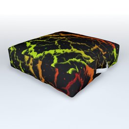 Cracked Space Lava - Lime/Red Outdoor Floor Cushion