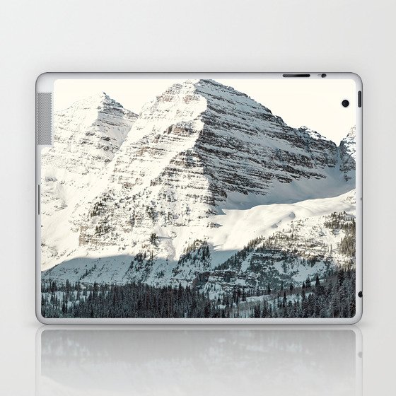 Maroon Bells Mountains in Black and White Laptop & iPad Skin