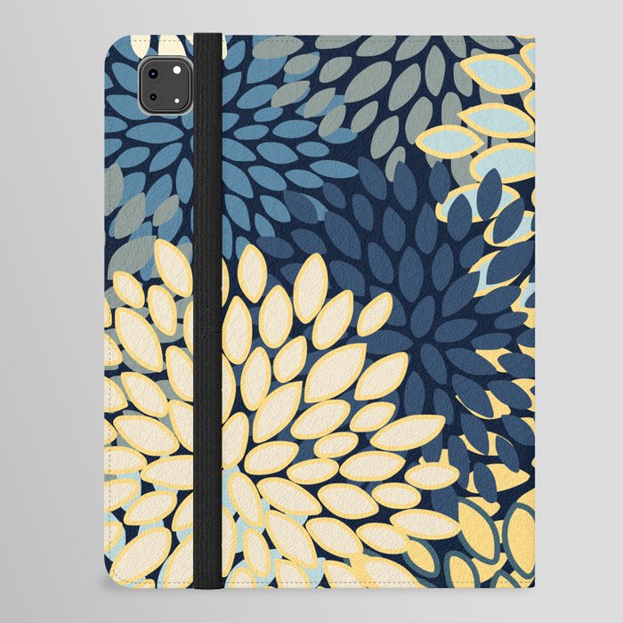Modern Floral Yellow and Blue Art iPad Folio Case