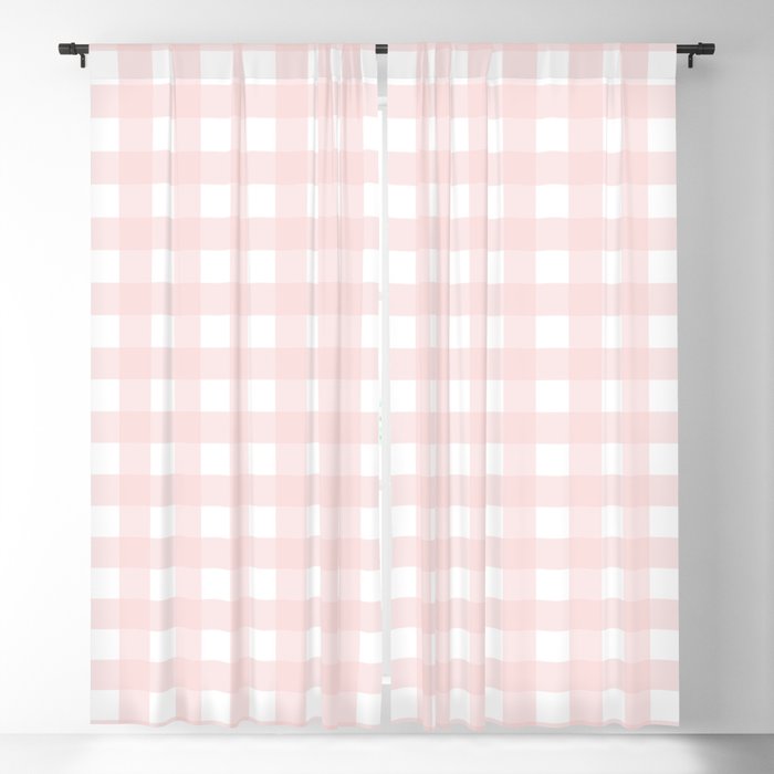 Pastel pink gingham pattern Sheer Curtain by Pink Cloud