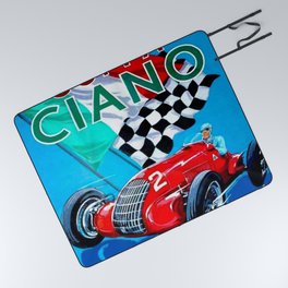 1939 Italian Grand Prix Motor Racing Coppa Ciano Alfa Corse Vintage Poster Picnic Blanket